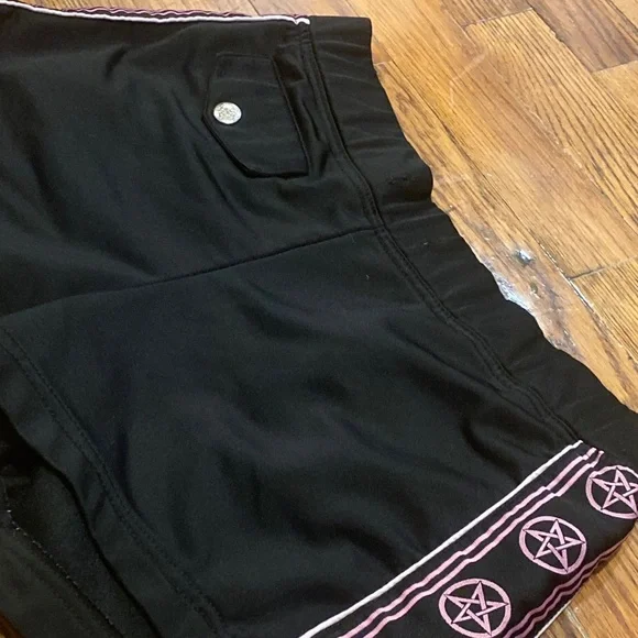 Rare Lip Service Feel the Burn Black / Pink Pentagram Shorts XS diy - Picture 2 of 5